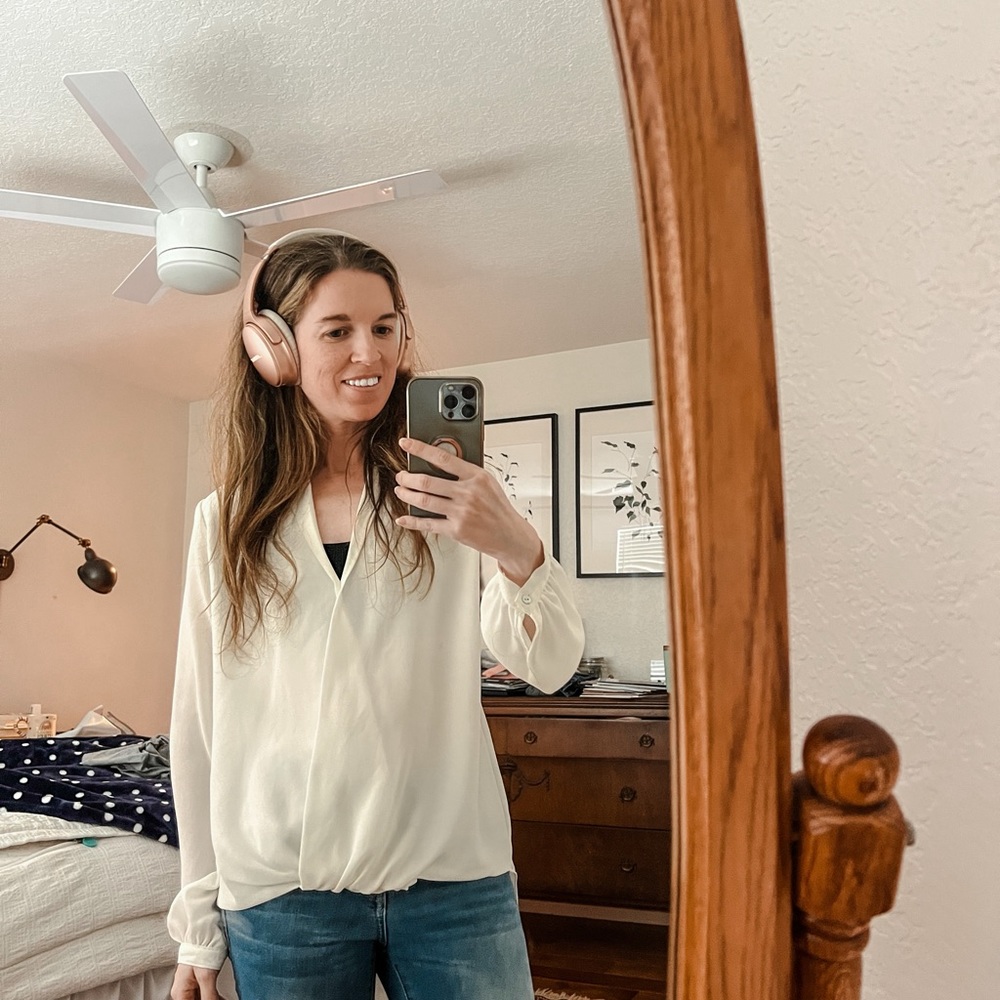 White V-Neck Blouse